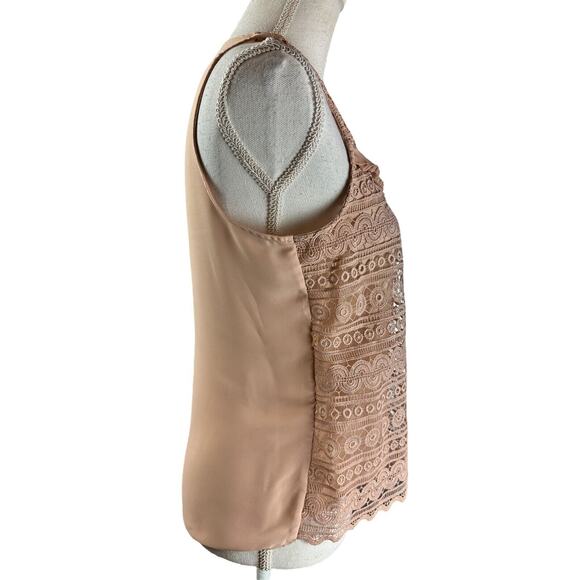 H&M Women’s Pink Lace Sleeveless Blouse Ruffles Size 8 Geometric New With Tags - Picture 2 of 7